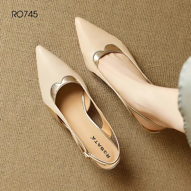 Giày nữ quai sau, gót cách điệu ROSATA RO745 - 4p - Nude - BKSTORE