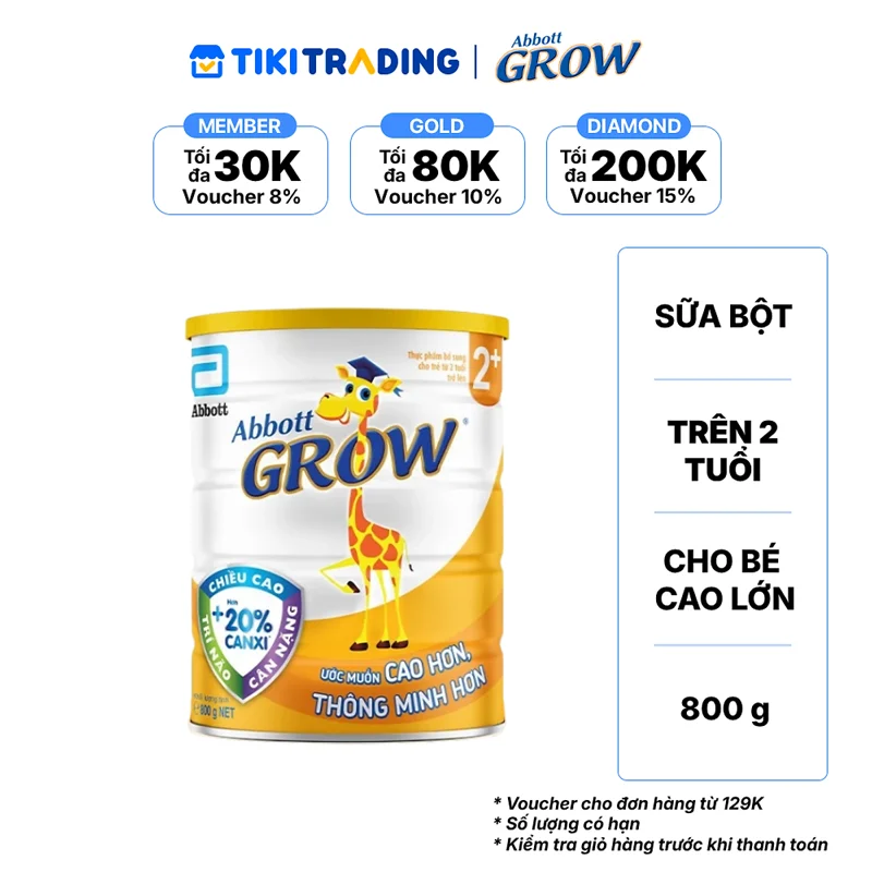 Sữa Abbott Grow 2+ 800g cho trẻ từ 2 tuổi trở lên
