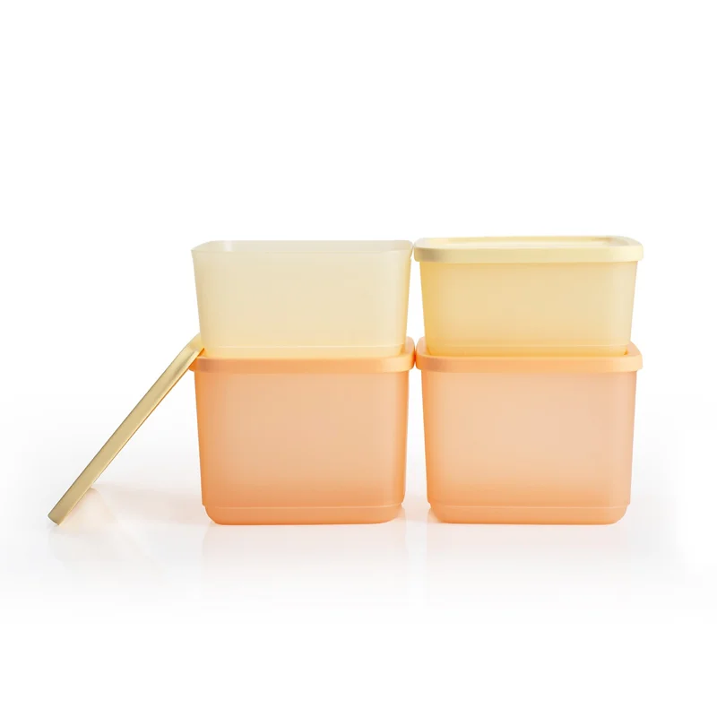 [TUP80 thẻ cào] Bộ 4 hộp đựng thực phẩm Tupperware trữ khô và mát Cubix Square 1L và 650mL