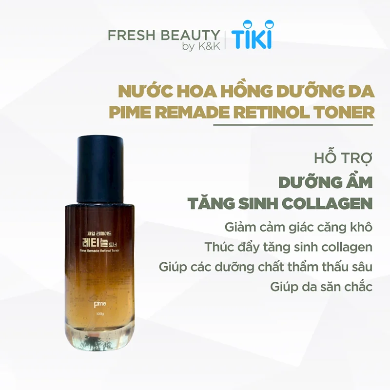 Nước hoa hồng Pime Remade Retinol Toner hỗ trợ phục hồi, cấp ẩm, tăng sinh collagen, làm mịn da 100g