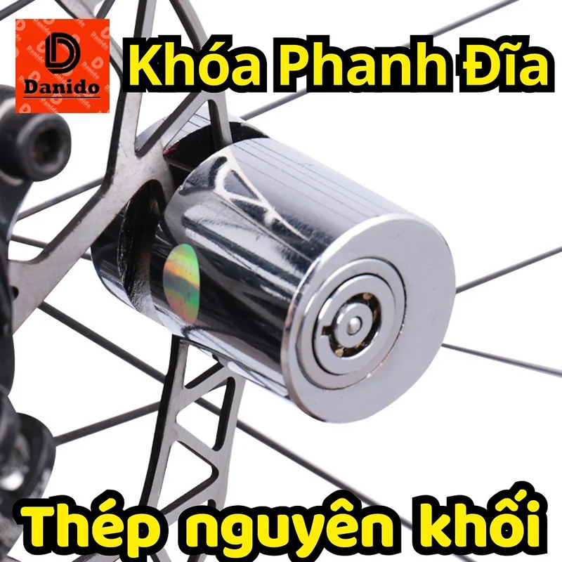 [THÉP NGUYÊN KHỐI] Khóa thép phanh đĩa xe máy chống trộm, khoá phanh đĩa chất liệu 100% thép nguyên khối cho moto, xe máy, xe đạp D Danido