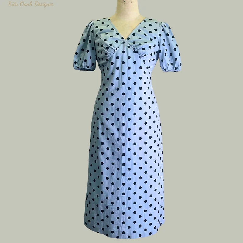 Đầm linen trung niên,độ bền cao,mát mịn,thấm hút mồ hôi,may viền tỉ mỉ,sản xuất độc quyền tại Kiều Oanh Designer