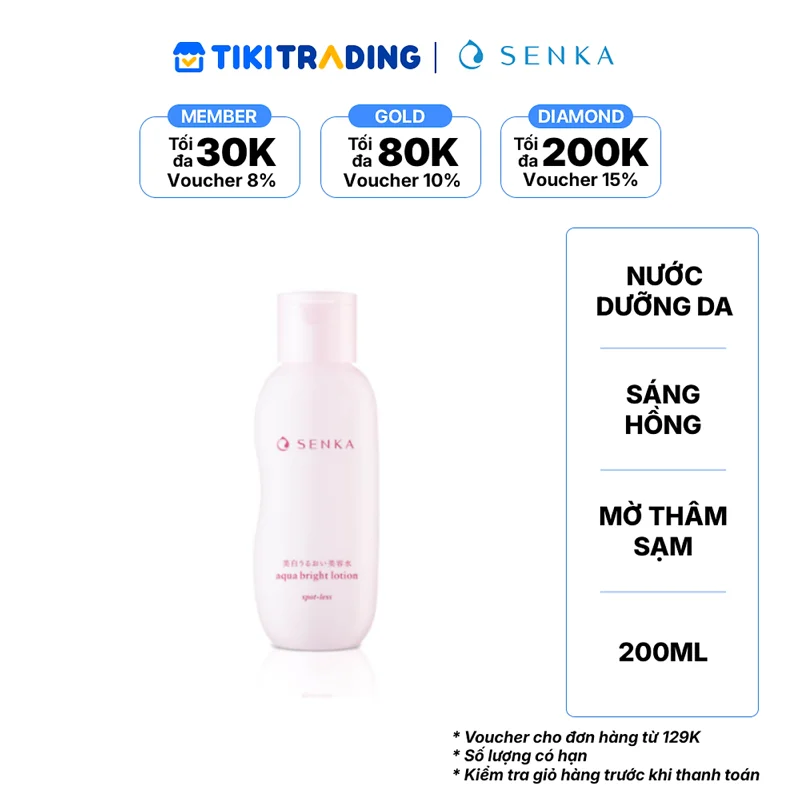 Nước Dưỡng Da Senka Sáng Hồng, Mờ Thâm Sạm 200ml Aqua Bright Lotion