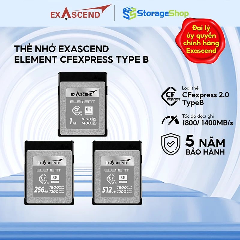 Thẻ nhớ Exascend Element CFexpress Type B Hàng chính hãng