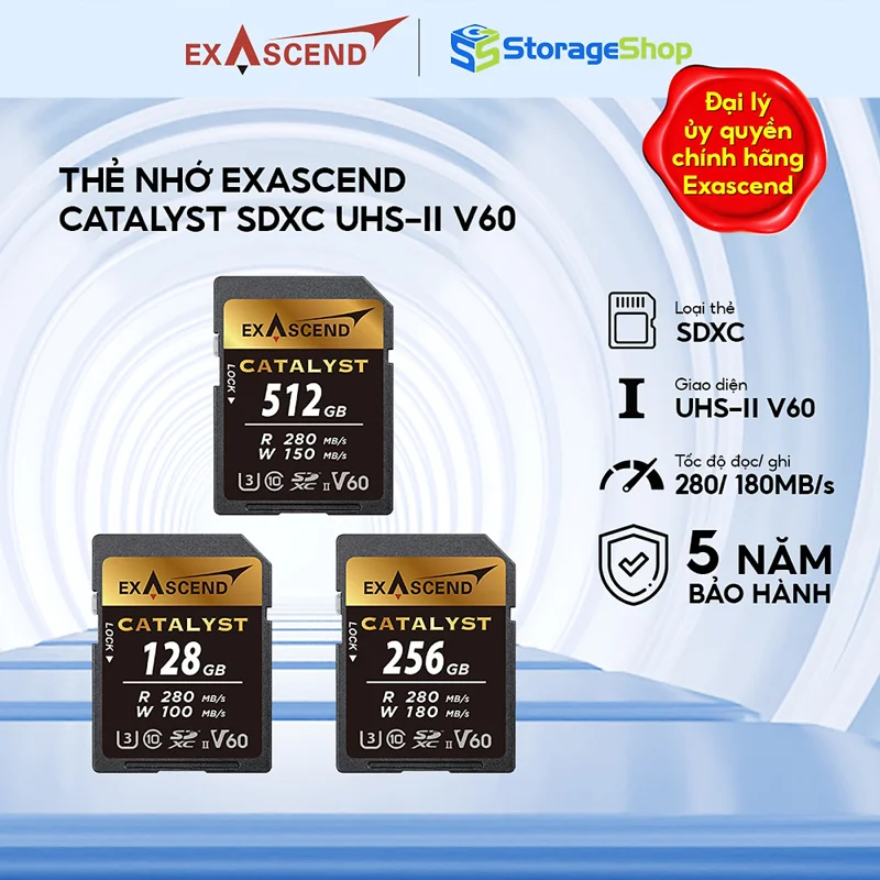 Thẻ nhớ Exascend Catalyst SDXC UHS-II V60 Hàng chính hãng