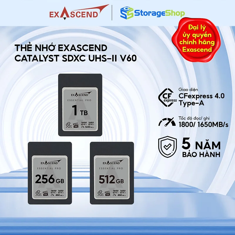 Thẻ nhớ Exascend Essential PRO CFexpress 4.0 Type-A Hàng chính hãng