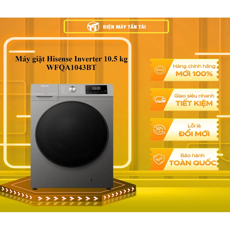 WFQA1043BT - Máy giặt Hisense Inverter 10.5 kg WFQA1043BT GIẶT HƠI NƯỚC - HÀNG CHÍNH HÃNG - GIAO HCM