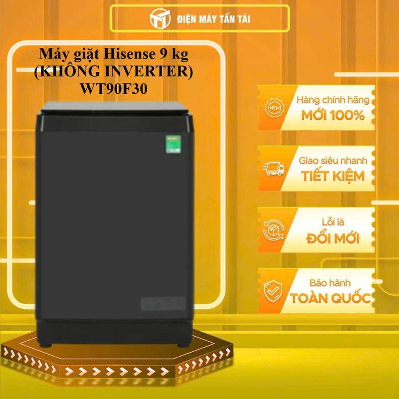 WT90F30 - Máy giặt Hisense 9 kg  (KHÔNG INVERTER) WT90F30 - HÀNG CHÍNH HÃNG - GIAO HCM