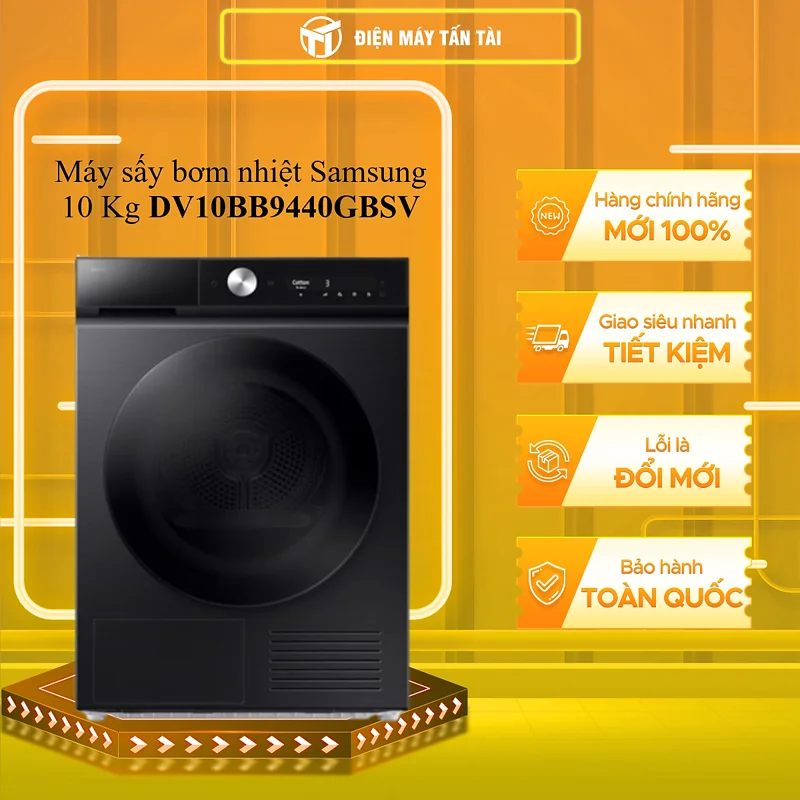 Máy Sấy Bơm Nhiệt Samsung 10 Kg DV10BB9440GBSV - HÀNG CHÍNH HÃNG - CHỈ GIAO HCM