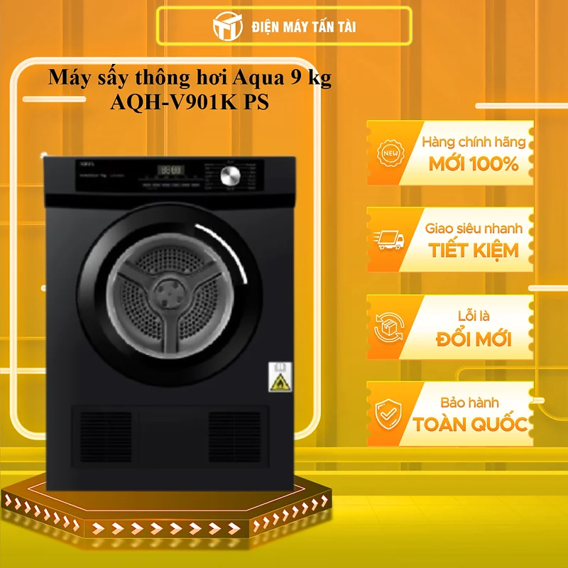 Máy Sấy Thông Hơi Aqua 9 Kg AQH-V901K(PS) - HÀNG CHÍNH HÃNG - CHỈ GIAO HCM