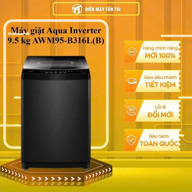 AWM95-B316L(B) - Máy giặt Aqua Inverter 9.5 kg AWM95-B316L(B) - HÀNG CHÍNH HÃNG - GIAO HCM