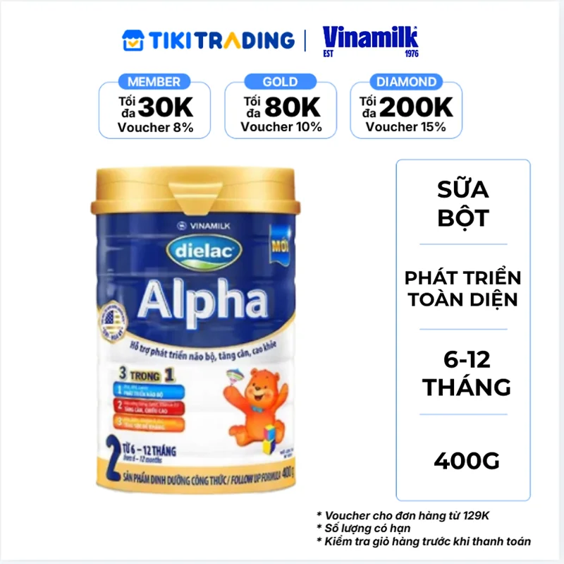 Sữa bột Dielac Alpha 2 - Hộp thiếc 400g