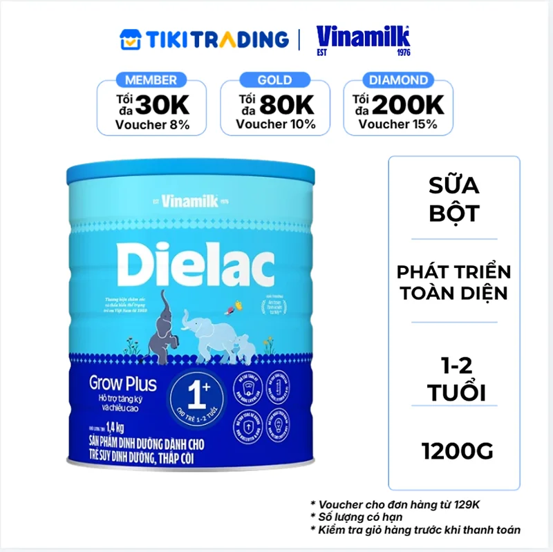 Sữa Non Vinamilk Dielac Grow Plus 1+ HT 1400g (Sữa bột cho trẻ từ 1 - 2 tuổi)