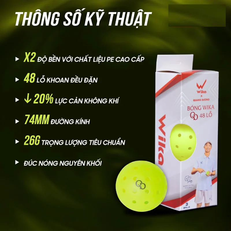 Bóng thi đấu Pickleball cao cấp Wika QD48