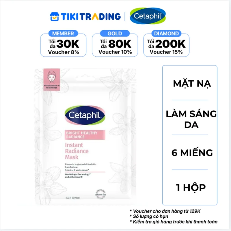 Mặt Nạ Cấp Sáng Tức Thì Cetaphil Bright Healthy Radiance (Hộp 6 Miếng x 23ml)