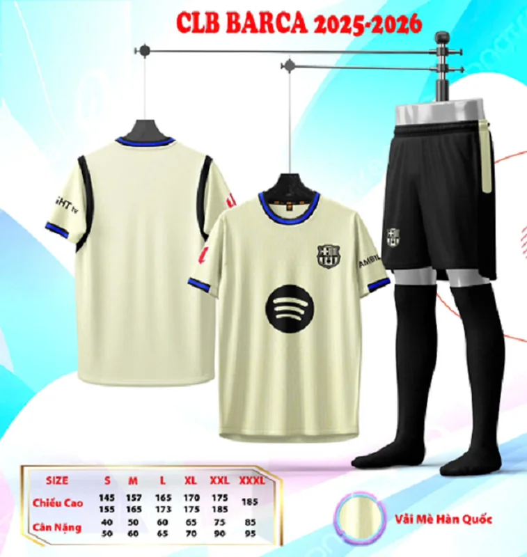 Bộ Quần Áo Bóng Đá Người Lớn - Barca ( Vải Mè )