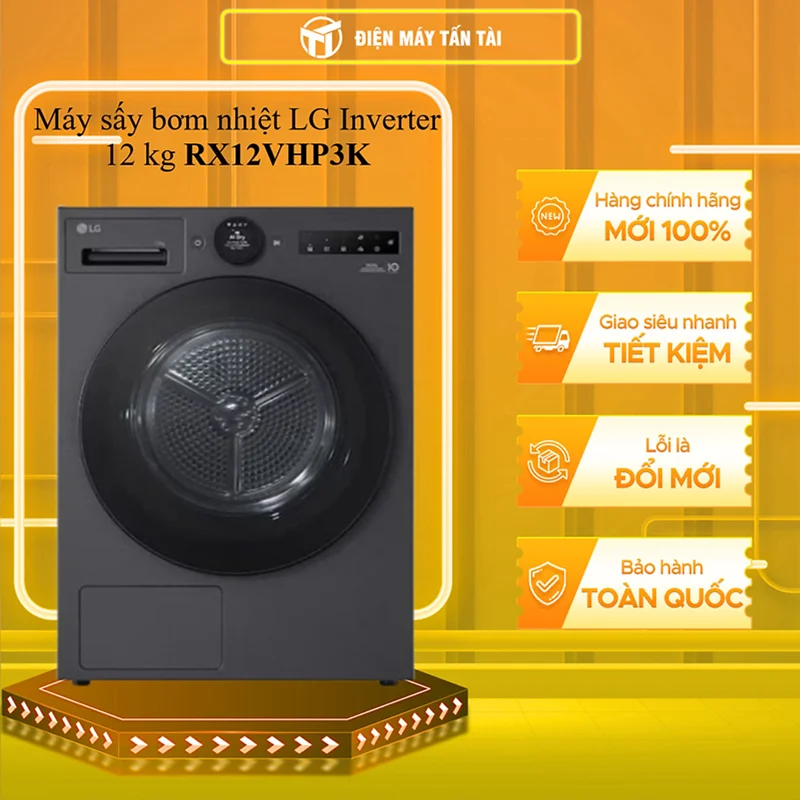 Máy Sấy Bơm Nhiệt LG Inverter 12 Kg RX12VHP3K - HÀNG CHÍNH HÃNG - CHỈ GIAO HCM