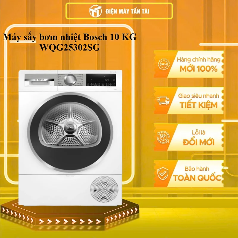 WQG25302SG - Máy sấy bơm nhiệt Bosch 10 KG WQG25302SG - HÀNG CHÍNH HÃNG - GIAO HCM