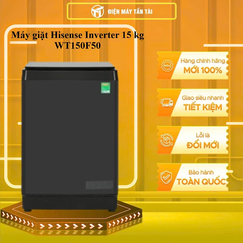 Máy Giặt Hisense Inverter 15 kg WT150F50 - HÀNG CHÍNH HÃNG - CHỈ GIAO HCM