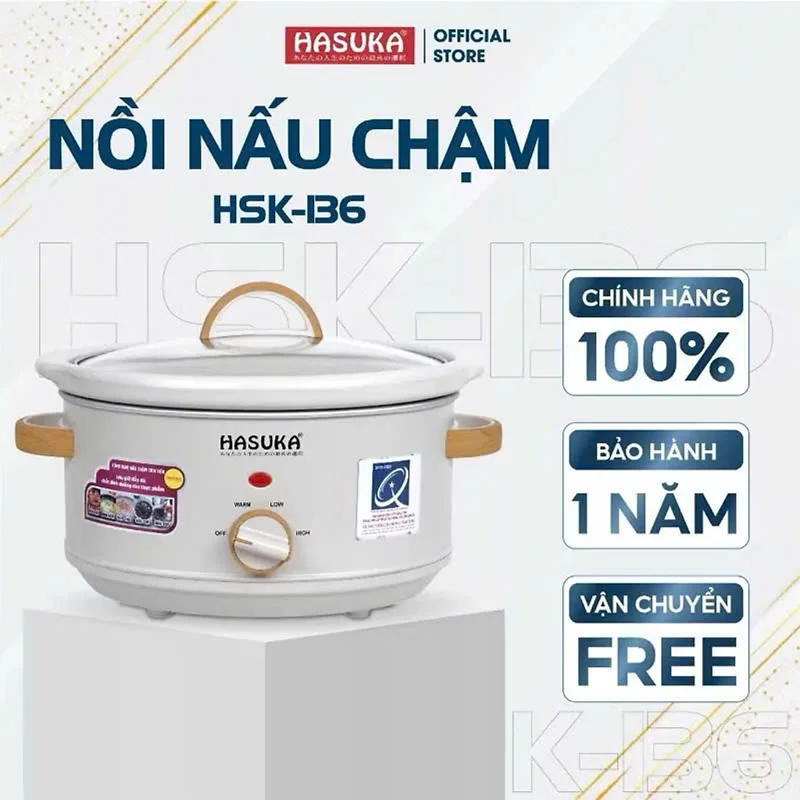 NỒI NẤU CHẬM ĐA NĂNG HASUKA HSK-134 (2,5L) HÀNG CHÍNH HÃNG