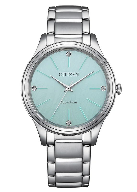 Đồng Hồ Nữ Citizen Eco-Drive Đính Đá Swarovski Dây Thép Không Gỉ EM1220-58Y - Mặt Xanh (34mm)