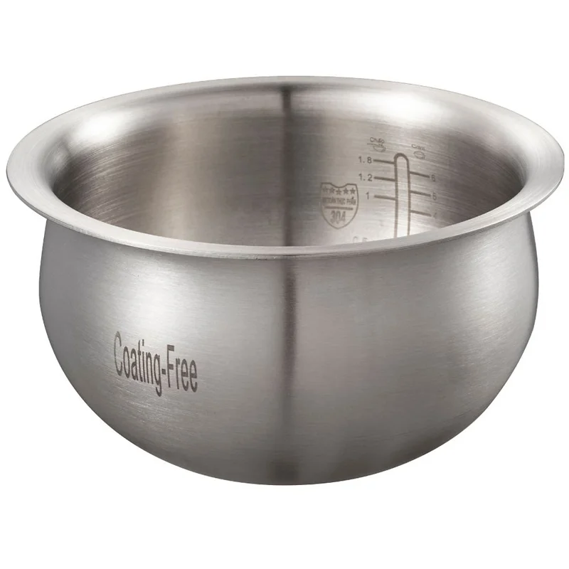 Nồi cơm điện lòng inox 304 Mishio MK451 / MK452 (1,2 / 1,8L) không phủ chống dính - hàng chính hãng