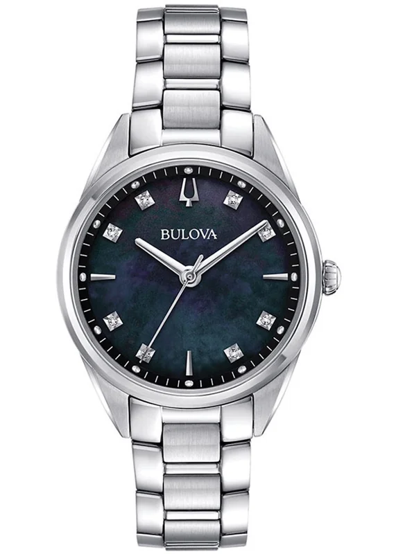 Đồng Hồ Nữ Bulova Đính Kim Cương Dây Thép Không Gỉ 96P198 - Mặt Xà Cừ