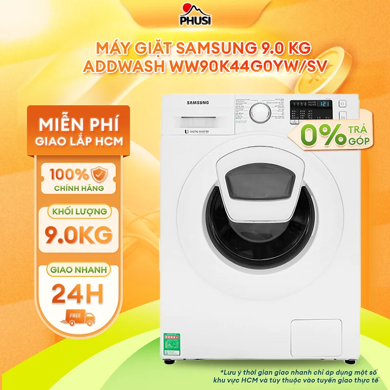 Máy giặt Samsung 9.0 Kg Addwash WW90K44G0YW/SV - HÀNG CHÍNH HÃNG