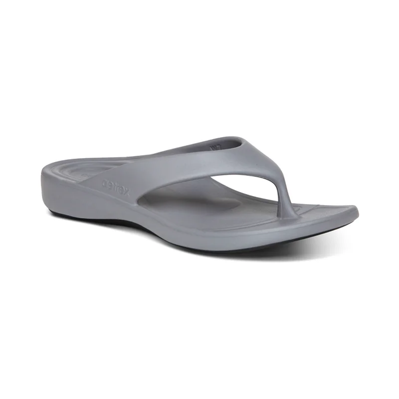 Dép súc khỏe nữ Aetrex Maui Grey - dép kẹp nâng vòm giảm áp lực cho gót chân, không thấm nước