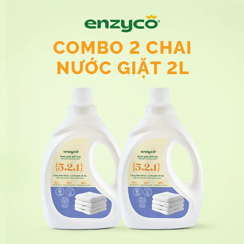 Combo 2 nước giặt sinh học ENZYCO 2L - Chiết xuất Bồ hòn và Enzyme Dứa